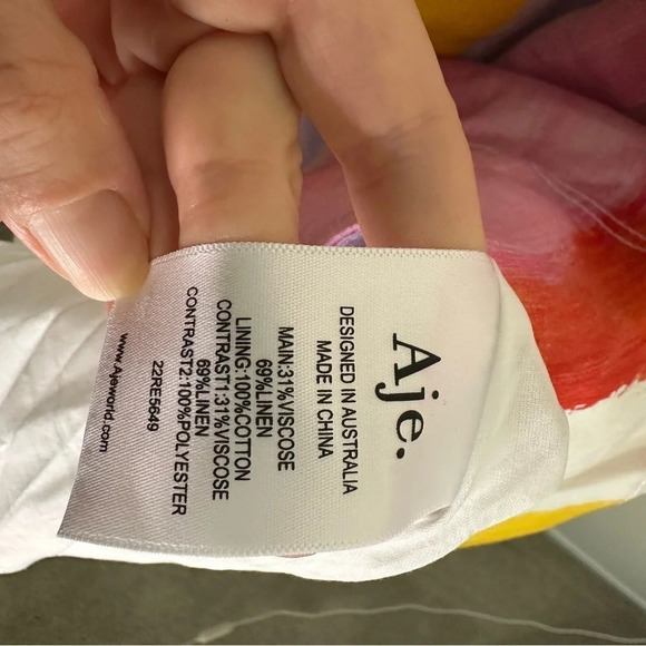 NWT AJE Aje Liza Ruched Baby Doll Dress in Aurora Stripe SZ AUS 14 US 10 - Picture 8 of 13